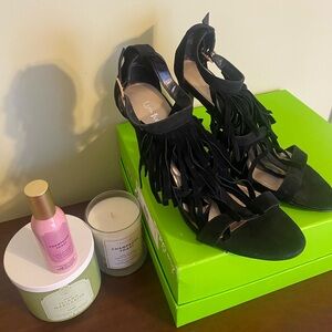 Black Fringe Heels